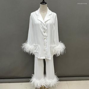 Kobietowa odzież sutowa Kobiety Big Feather piżamów 2023 Wiosna Lato Lady Natural strulich Suit S5385