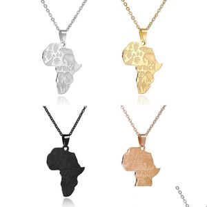 Подвесные ожерелья, продающие мужчины женские хип -хоп карта африканского ожерелья из нержавеющей стали панк -ювелирные изделия IN0728 ДОБАВЛЕНИЯ ДОБАВЛЕНИЯ DH65K