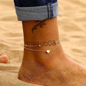 Anklets Letapi Gold Silver Color Vintage Anklet Set For Women Multilayers Justerbar anklet Belett på benfotbehycken J230815