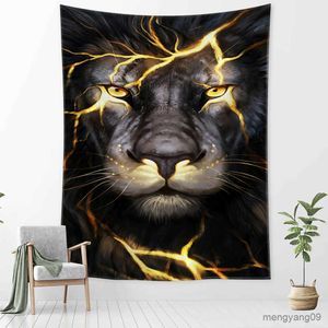 Tapestries Lion Tapestry Wall Hanging Mysterious Abstract Animal Art Living Room Hippie Dormitory Home Decor R230815