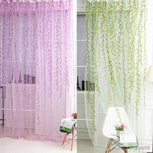 Vorhang Pastoral Green Willow Sheer Vorhänge Fenstergarn für Wohnzimmer Tüll Stoffe Küche Gaze Einfache Vorhang Panel Home Textiles R230815