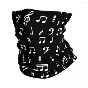 Scarves Music Notes Pattern Black And White Bandana Neck Gaiter Printed Magic Scarf Warm Headband Hiking Unisex Adult Windproof