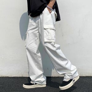 Mens Pants Men Cargo Hiphop Style Loose Harajuku Multi Pockets Elastic midjebyxor Techwear Moletom Masculinos 230815