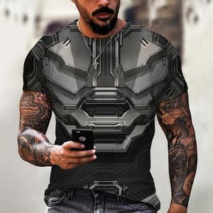 Men's T Shirts Clothing Retro T-shirt Mecha Suit Print Fashion Sci-fi Harajuku Street Cool Tops Tees Short Sleeve O Neck Tee