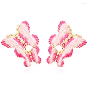 Dingle örhängen söt temperament multi-skikt rosa fjäril