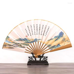 Dekorativa figurer 1pc folding fläkt handhållen elegant antik stil hand vikbar kalligrafi bläck målning kinesisk tillbehör orientalisk dekor