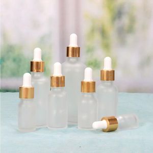 5ml 10ml 15ml 30ml 50ml 100mlフロストガラスドロッパーボトル空の化粧品包装コンテナバイアルエッセンシャルオイルドロップパーピットボトルrkxe