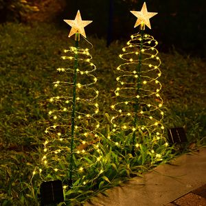 Árvore em espiral de 3 pés LED Luz quente 70 LEDS LEDS alimentado por solar Férias em férias externas de Natal Luzes de lâmpada de lâmpada de lâmpada