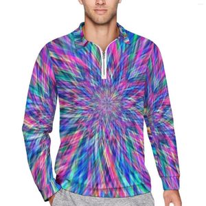 Men's Polos Colorful Tie Dye Polo Shirts Mens Bright Light Print Casual Shirt Autumn Aesthetic T-Shirts Long Sleeve Pattern Oversized Top