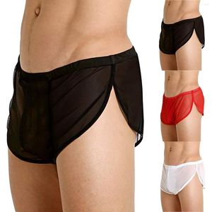 Underpants sexy Boxer Unterwäsche Mann Mesh Homme Höschen Boxer Männer Shorts Seite Split Trunks Slips Männliche Herren L2