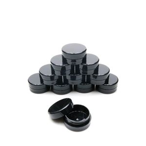 3Gram Cosmetic Sample Empty Jar Plastic Round Pot Black Screw Cap Lid, Small Tiny 3g Bottle, for Make Up, Eye Shadow, Nails, Powder, Pa Xmsd