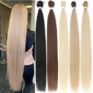 Bone Straight Hair Bundle Salon Natural Hair Extension False Fiber Ultra Long Synthetic Yaki Straight Hair Knitting Full End Z230816