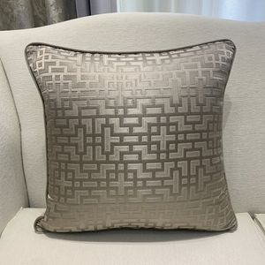 Pillow Case Contemporary Light Brown Geometric Pillow Case Maze Woven Jacquard Velvet Home Cushion Cover Decorative 45 x 45 cm 1 Pc Pack 230814