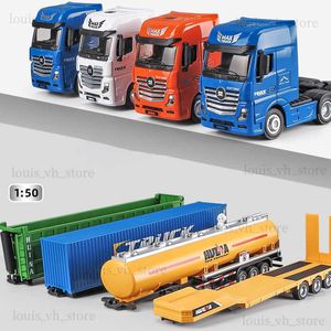 1/50 Diecast Alloy Truck Toy Fuel Tank Car Model Removable Engineering Transport Container Lorry Vehicle Toy For Boys T230815