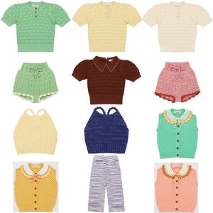 Family Matching Outfits Kids T Shirts M P Brand Spring Summer Girls Cute Knit High Quality Short Sleeve Baby Child Cotton Tops Clothes 230814
