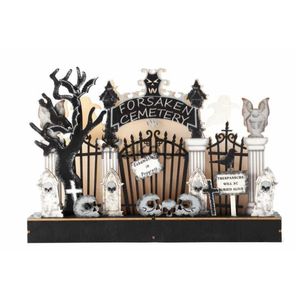 Novelty Items Halloween Wood Cemetery Ghost Ornament Creative Wooden Model Decor for Home New Year Ghost Festival Decoration Gift J230815