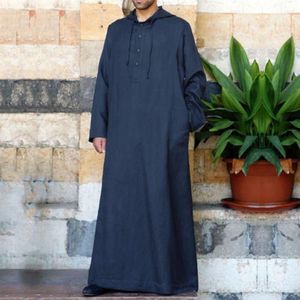 Ethnic Clothing Muslim Robe Hoodies Kaftan Dressing Mens Saudi Arab Dubai Long Sleeve Thobe Arabic Islamic Jubba Man 20223007