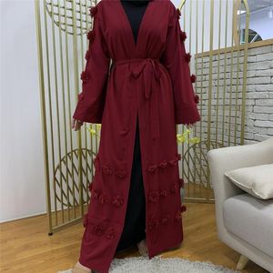 Ethnic Clothing Islamic Dresses Muslim Abayas For Women Three-Dimensional Flower Turkey Long Dubai Modest Robe Ramadan Kimono Kaftan