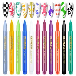 Nail Art Gel Drawing Graffiti Pen Waterproof Painting Liner Brush DIY 3D Abstract Lines Fine Details Flower Pattern Manicure Tools E272