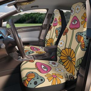 Capas de assento de carro Cover de cogumelos Magenta boho para mulheres veículos bege decéticos decéticos decéticos