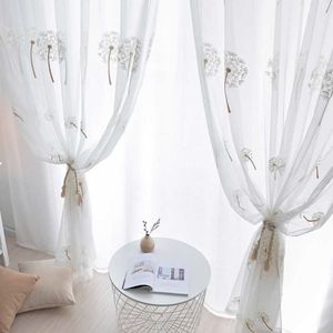 Curtain White Dandelion Embroidered Sheer Curtains for Living Room Children Bedroom Tulle Window Curtain Blinds Draps Customize