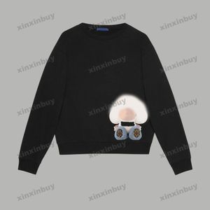 xinxinbuy men婦人デザイナースウェットシャツフラワーレタージャックヤードプリントセーターグレーブルーブラックホワイトxs-xl