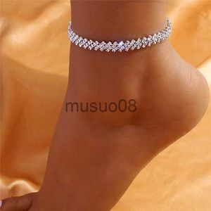 Anklets Huitan Fashion Design Rhinestone Anklet for Women Silver Color/Gold Colore Squisite Girls Caving Leg Chain Party Gioielli di lusso J230815