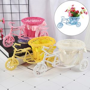 Depolama Sepetleri Büyük Tekerlek Yuvarlak Sepet Rattan Şamandıra Çiçek Vazo Flowerpots Konteynerleri Küçük Bisiklet/Sak Tenceresi