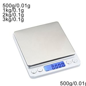 Vägskalor 0 01 1G Precision LCD Digital 500g 1 2 3KG Mini Electronic Grams Weight Nce Scale for Tea Baking SCA Drop Delivery O DHKQS