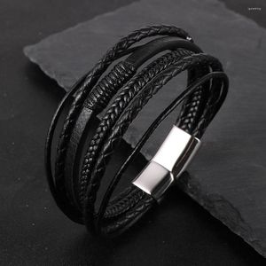 Strand Multi-layer Braided Genuine Leather Bracelets Women Men Magnet Buckle Brazalete Mujer Bangle 2023 Free Sipping Wristband Jewelry