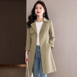 Kvinnors dikerockar 2023 Spring Autumn Single-Breasted Slim Lady Overcoat Casual Medium till Long Windbreaker