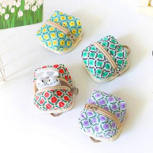 Storage Bags Cute Floral Coin Purse Women Mini Earphone Protective Cover With Zipper Flower Printing Pouch Holder