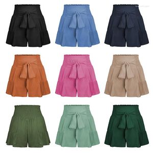 Aktive Shorts Mode Mini Bellboots Frauen hohe Taille locker bequeme, atmungsaktive Weitbeinhosen Freizeitriemen