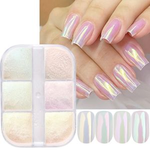 Glitter da unha Aurora espelhado em pó esfregando pó de pó de pó cromo decorações de arte holográfica Iridescent para manicure TR190912 230814