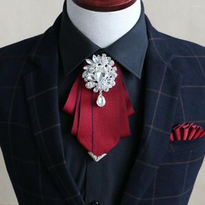 Bow Ties Men Necktie Brooch Proms Groom Wedding Party British Style Rhinestone Tie Pre Tied Jewelry Gift Banquet Corsage Bridal