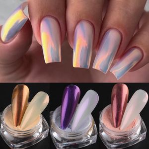 Nagelglitzer Aurora Chrompulverspiegel Effekt Pigment Irrische Meerjungfrau Rubbing Staub weiße Perle Dekoration Maniküre GLCGH 230814