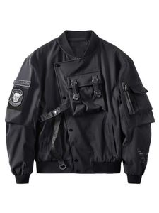 S jackets gud av död bomber jacka bröstficka techwear män punk hip hop taktiska streetwear svart varsity överdimensionerade ma1 rockar