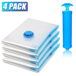 Storage Bags 4 PACK Vacuum Storage Bags Space Saver for Bedding Pillows Towel Clothes Travel Storage Bedroom Organizer Vacuum Bag Package 230814