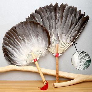 Figurine decorative in stile cinese Retro Portable Feather Fan Practical Art Gift Accessori Dance Matching Hand Fans for Women Home