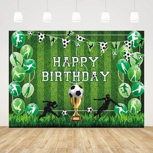 Other Event Party Supplies Mehofond Personalized Boy Birthday Background Football Soccer Field Sports Trophy Balloon Pography Backdrop Pozone Studio 230814