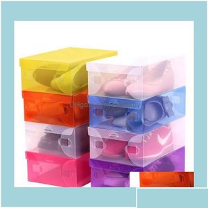 Scatole di stoccaggio bins Homekee Organizzazione Home Giardino Plastica Insinisci Clear Dust Dust Paper Transparent Candy Color Scarpe IMpilable Dr Dhwet