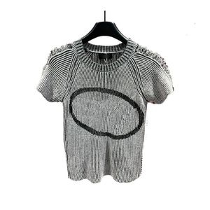 23SS Women Designer Tee Knits Designer T koszule Designerskie Tops z żakardowym paski litera dziewczęta uprawne bluzki startowe luksusowe marka wisiej na rozciąganie krótkie rękaw