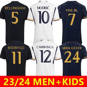 Homens crianças 2023 2024 kits de futebol VINI JR MODRIC camisas de futebol 23/24 camiseta de futbol KROOS BELLINGHAM CAMAVINGA VALVERDE RODRYGO ALABA kit de futebol infantil
