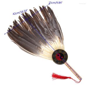 Decorative Figurines Hand Fans Ancient Chinese Zhuge Liang Black Feather Bamboo Fan Decoration Dance Held
