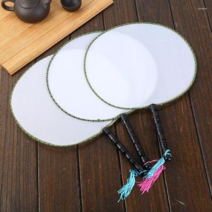 Decorative Figurines 3pcs White Chinese Hand Silk-Cloth Fan Painting Diy Round Held Kindergarten Creative Art Material Abanico De Mano