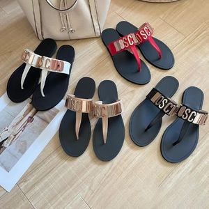 fashion Shoe Genuine Leather Slipper Summer swim slides flat heel Casual Flip Flops sandale men designer sandal pool pillow Slide luxury lady Metal logo Slippers