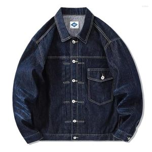 Herrenjacken Denim Jacke Männer yu Wenle mit der gleichen Flut -Marke Baseball Uniform Street Punk Dark Blue Student männlicher Parkas