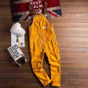 Men's Loose Cargo Bib Pants Multi-pocket Overall Men Coveralls Suspenders Jumpsuits Rompers Wear Coverall O7AU