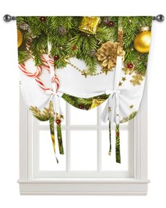 Занавески Рождественские хвои огни Шторы для гостиной Спальня Современная завязка оконная занавеска Кухня Короткая занавеска
