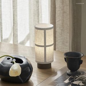 Bordslampor japanska wabi sabi lampa för vardagsrum dekoration vinkelt tyg trä skrivbord säng stativ ljus fixturer heminredning